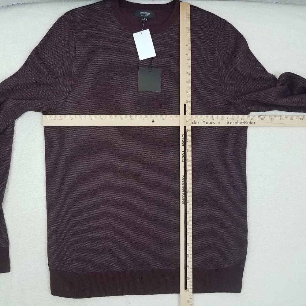 NWT Nordstrom Mens M Crewneck Sweater Pullover Burgundy Wool Casual Office Fall - Picture 7 of 8